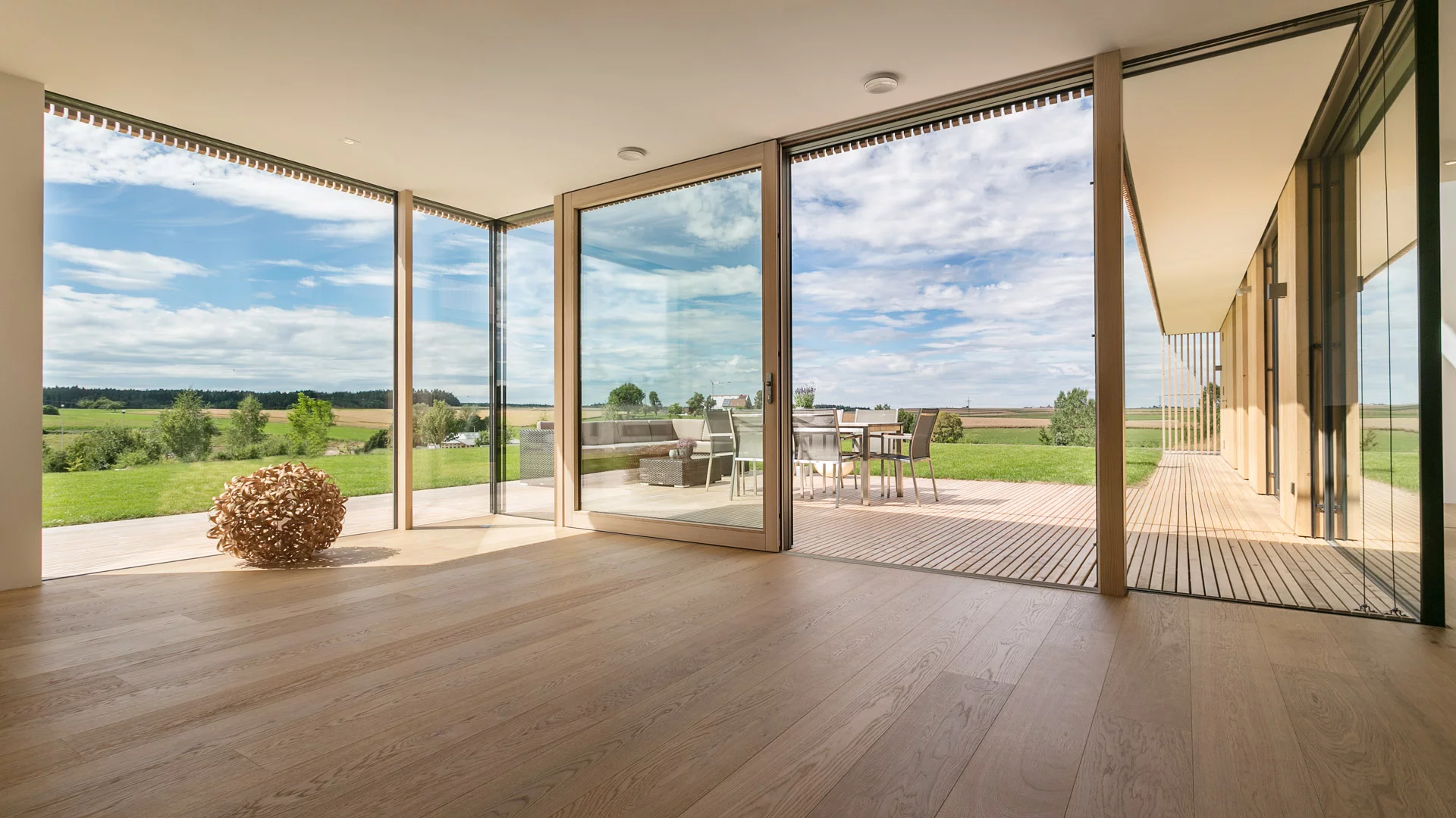 Modern home with large VEKA tilt and turn windows installed