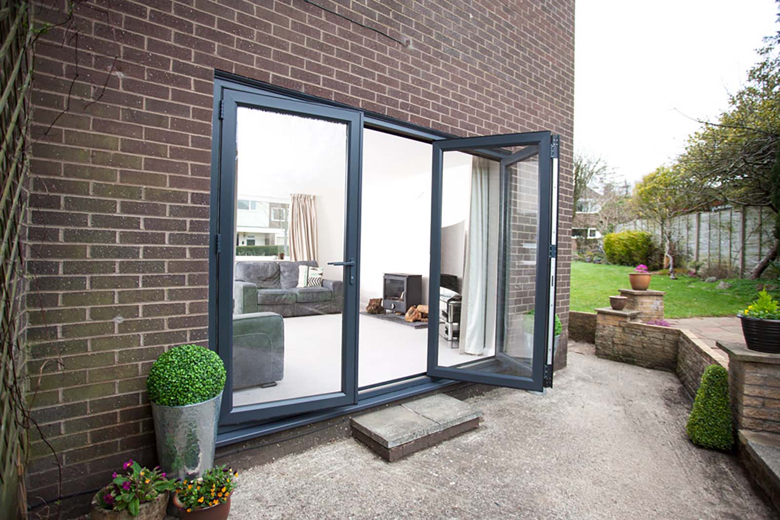 VEKA uPVC bi-fold door system — 7-panel configuration with triple glazing for US homes
